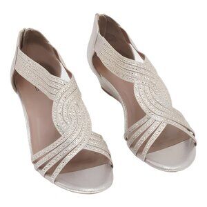 Style & Co Embellished Strappy Wedge Sandals Platino Gold Womens 9M